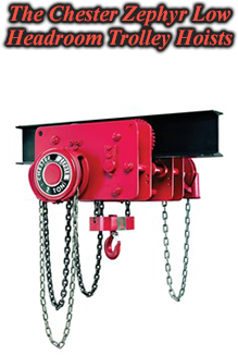 Chester Zephyr Low Headroom Tolley Hoist
